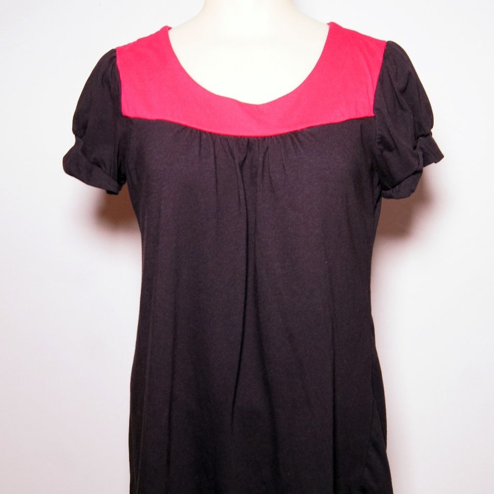 Cotton pink and black tunic top, medium